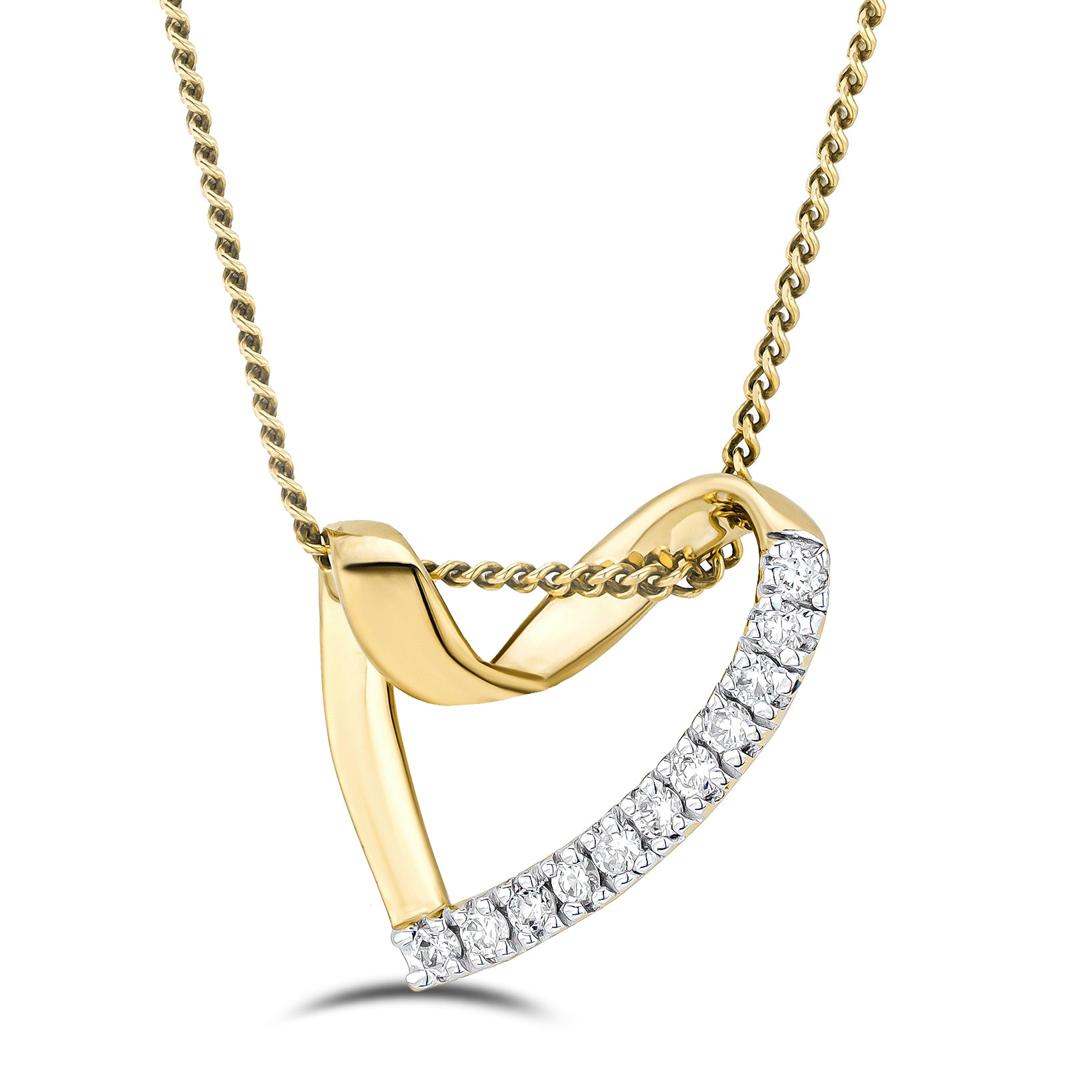 Lab Diamond Heart Necklace Pendant 0.10ct H/SI Set in 18K Gold Vermeil
